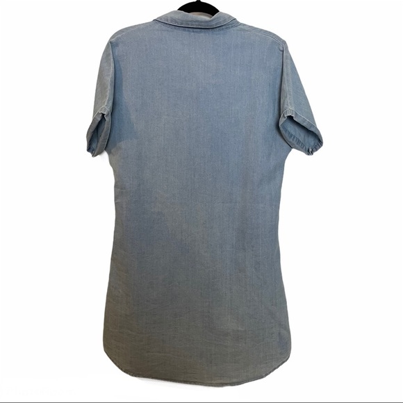 Denim Look Cotton Blend Button Down Dress/ Tunic Top - Picture 3 of 11